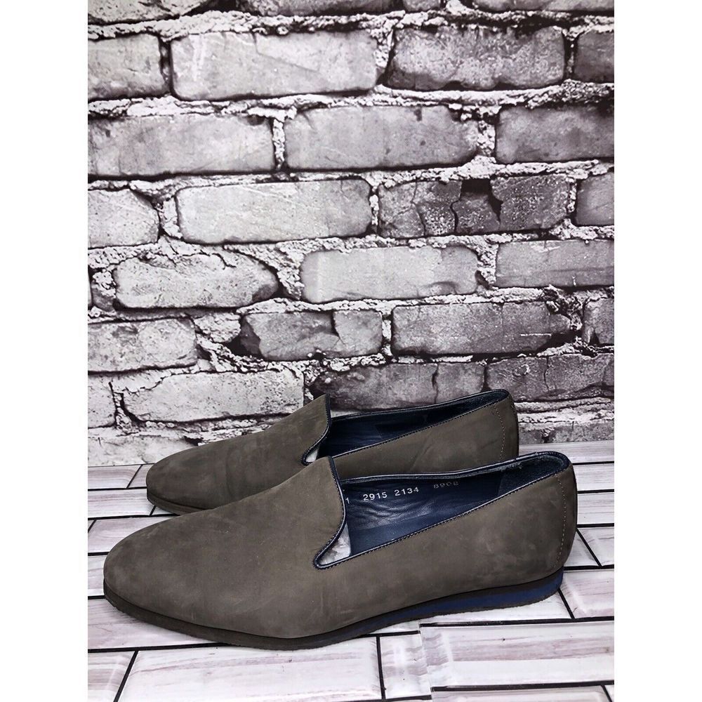 Hotic Dark Gray Leather Slip On Casual Loafers Flats Shoes Women Sz 41EU/10M US